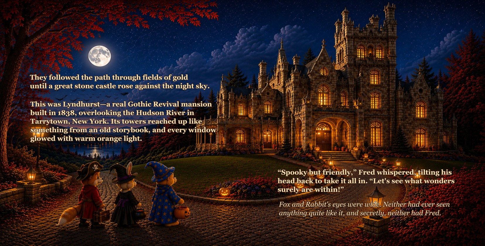 Fred Bear, Fox, and Rabbit at Lyndhurst Castle